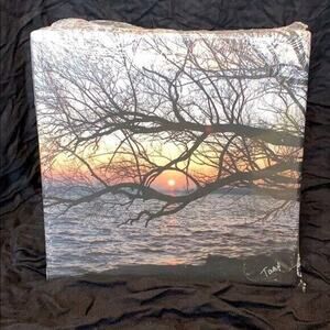 Embracing the Dusk Signed Lake Print on Canvas Wall Hanging Photograph Art